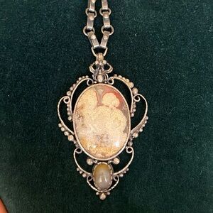 Vintage Solid Silver Lace Quartz 925Silver Necklace